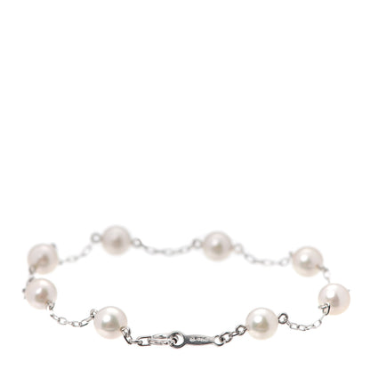 Mikimoto 18K White Gold 5mm Akoya Pearl Station Bracelet 3 of 4