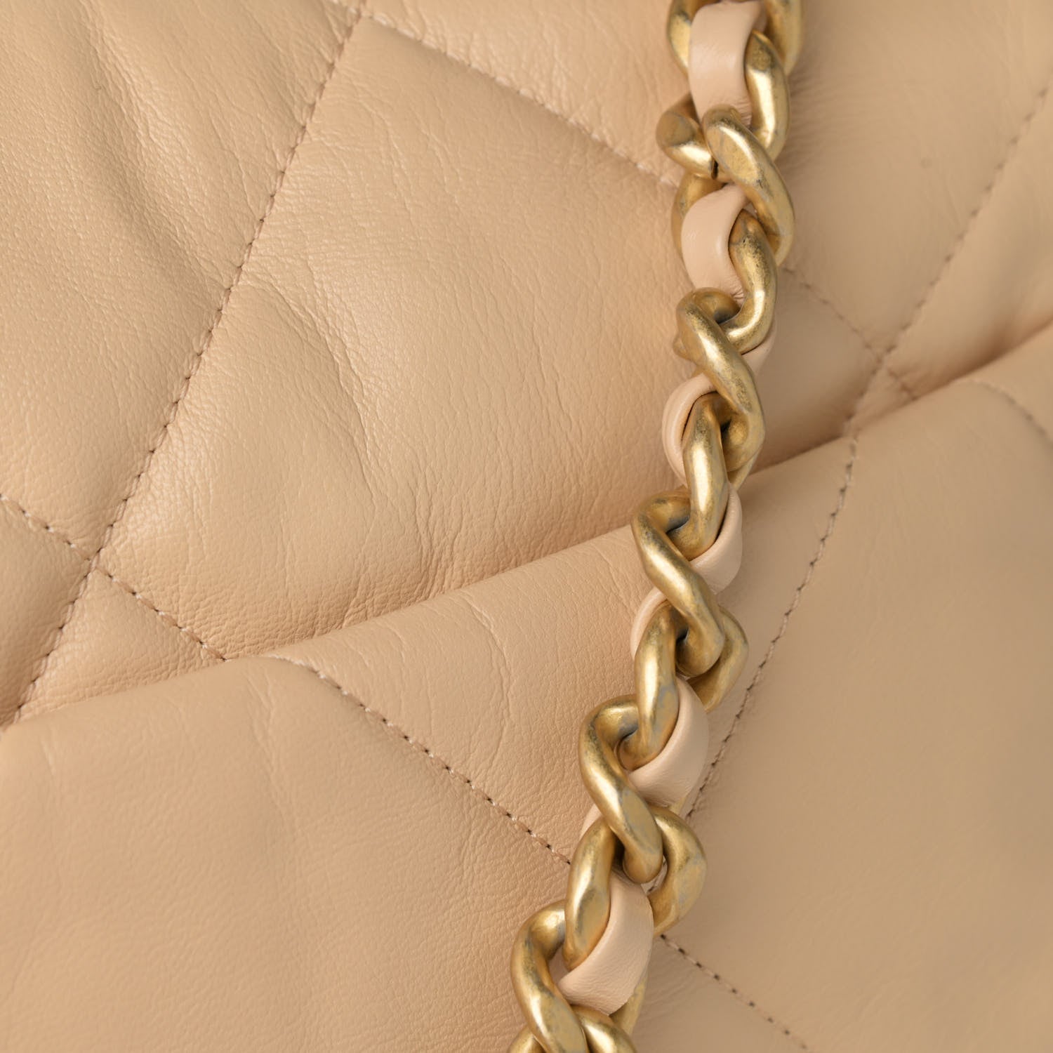 Chanel Shiny Goatskin Quilted Large Chanel 19 Flap Beige 9 of 10