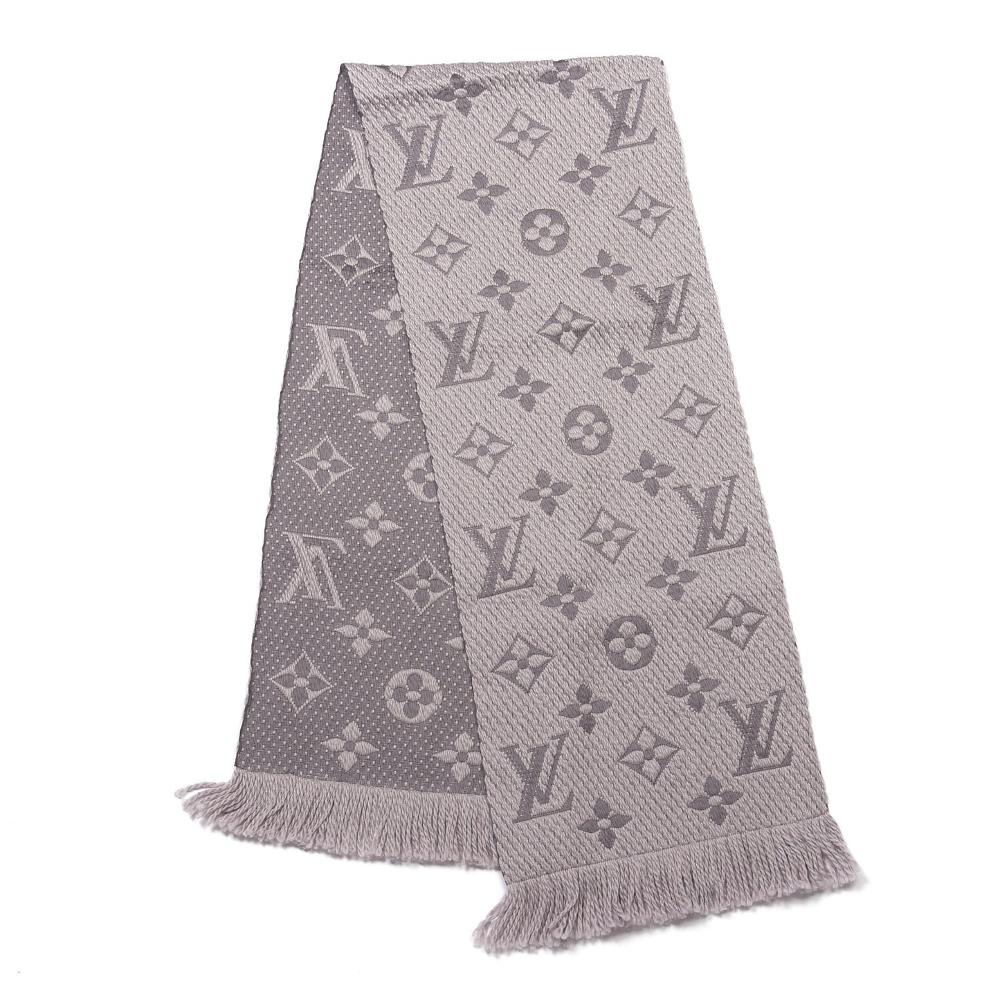 Wool Silk Logomania Scarf Pearl Grey