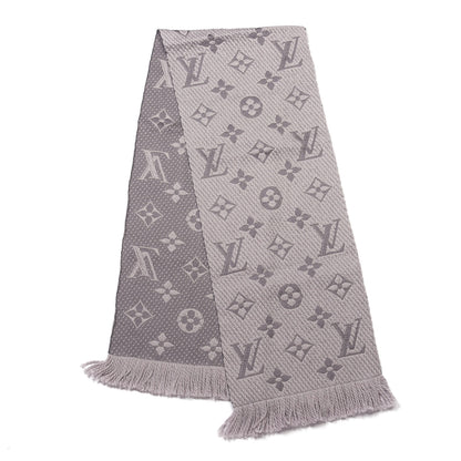 Louis Vuitton Wool Silk Logomania Scarf Pearl Grey 2 of 3