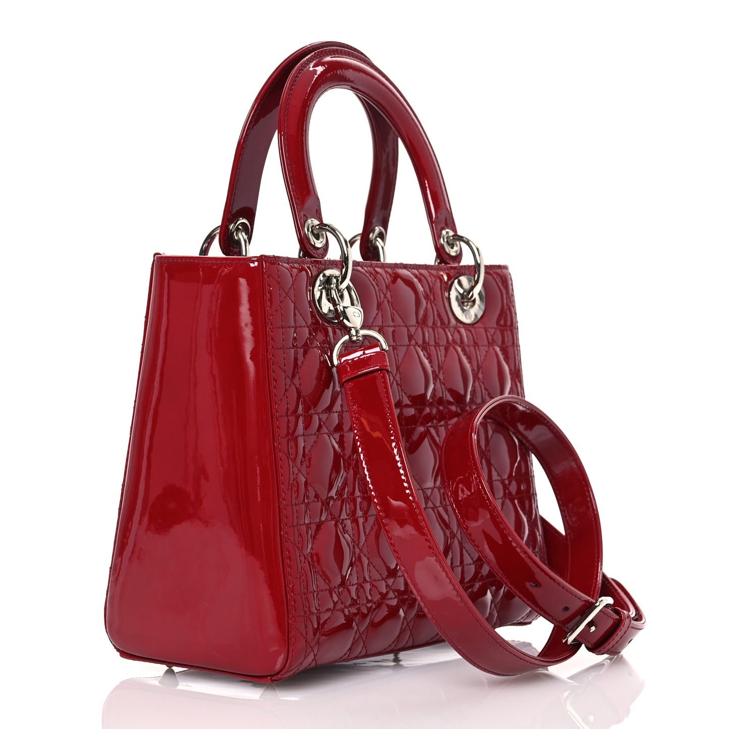 Patent Cannage Medium Lady Dior Red