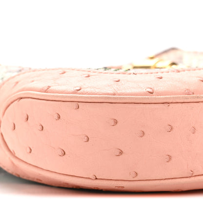 Gucci Snakeskin Ostrich Calfskin Small Jackie 1961 Hobo Pink Multicolor 9 of 14