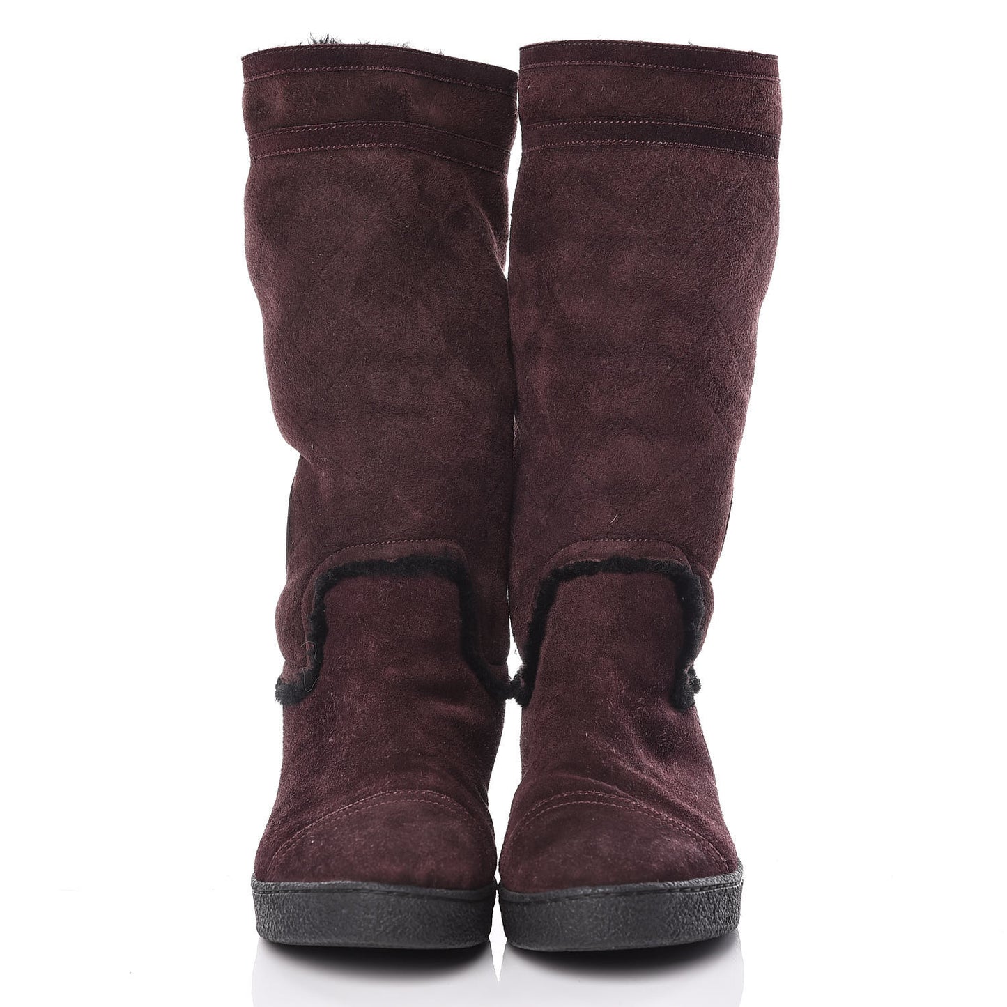 Suede Logo Boots 41 Burgundy