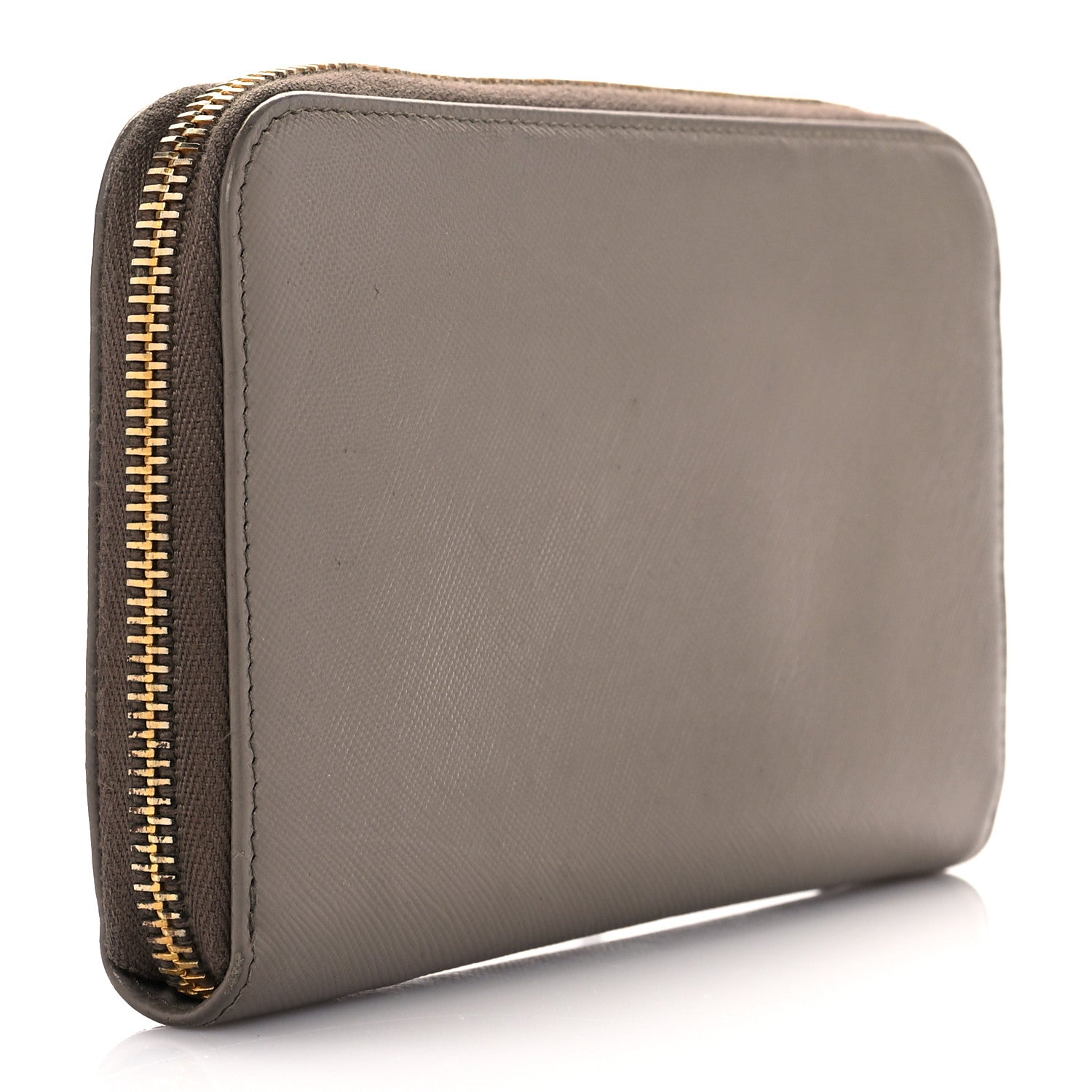 Prada Saffiano Metal Zip Around Wallet Argilla 3 of 10