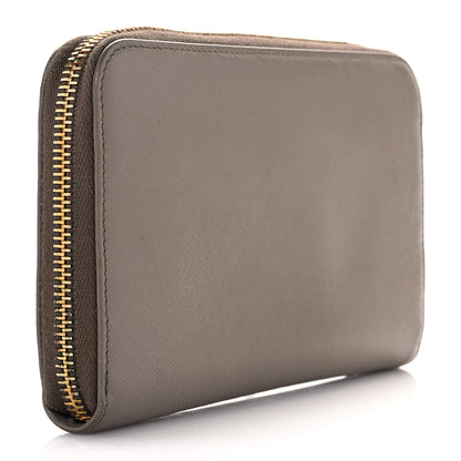 Prada Saffiano Metal Zip Around Wallet Argilla 3 of 10