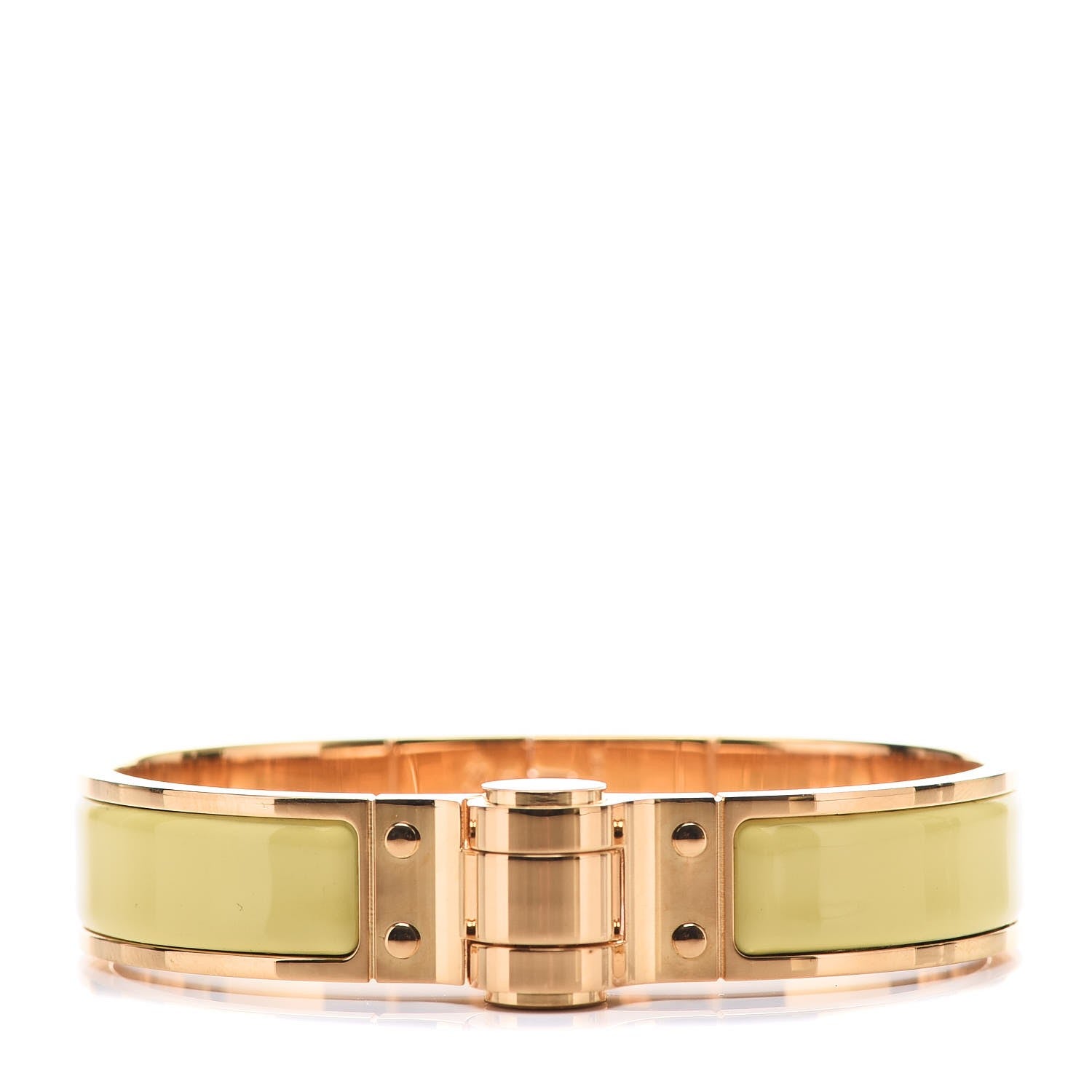 Hermes Enamel Charniere Uni Narrow Hinged Bracelet S Jaune D'Or 1 of 6
