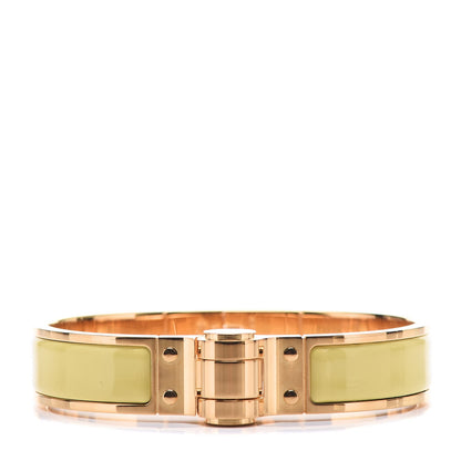 Hermes Enamel Charniere Uni Narrow Hinged Bracelet S Jaune D'Or 1 of 6
