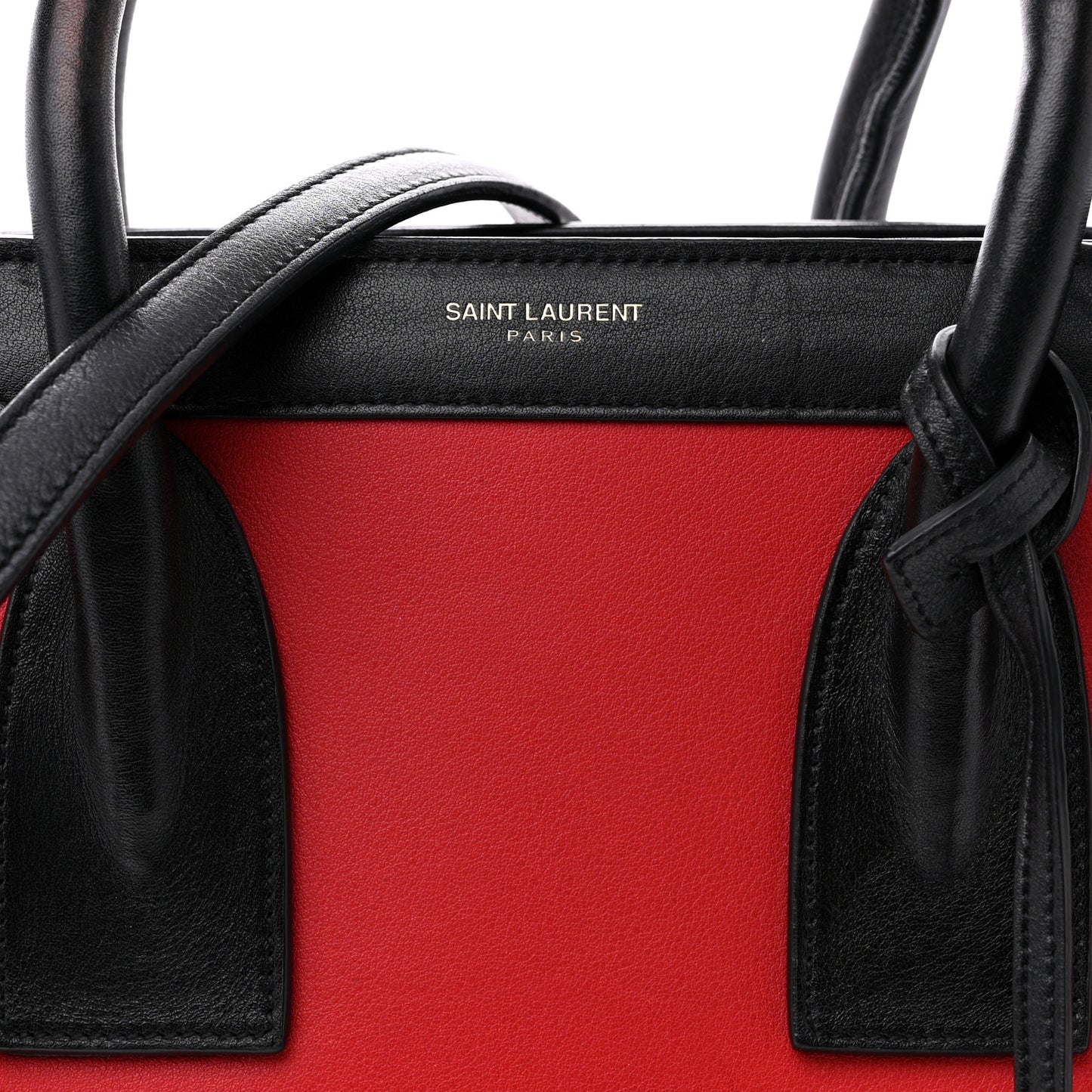 SAINT LAURENT Calfskin Bi-Color Nano Sac De Jour Red Black