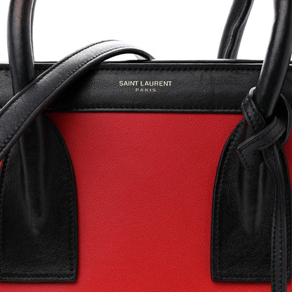 Saint Laurent SAINT LAURENT Calfskin Bi-Color Nano Sac De Jour Red Black 9 of 21