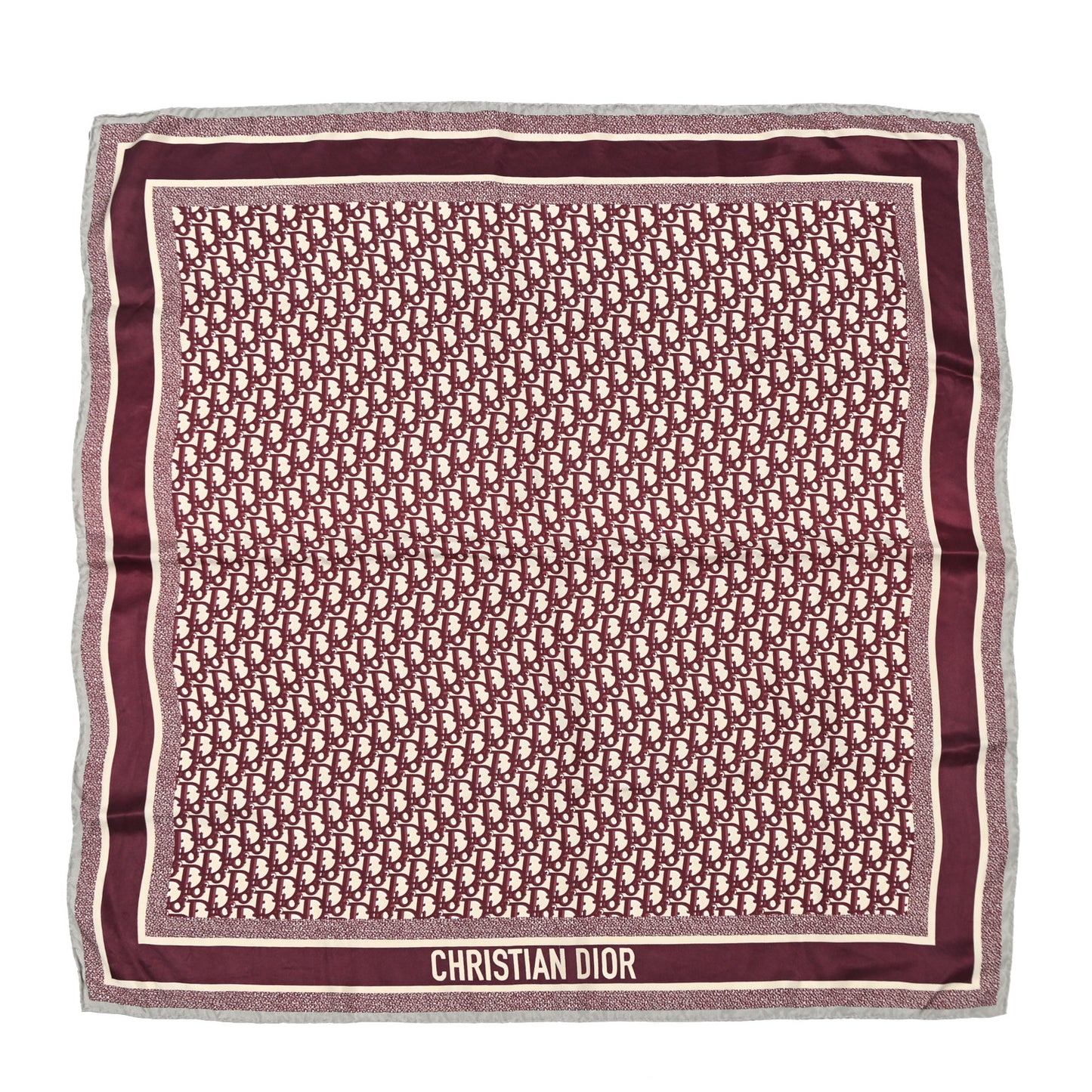 Silk Oblique Diortwin Square Scarf 90 Burgundy Navy Blue