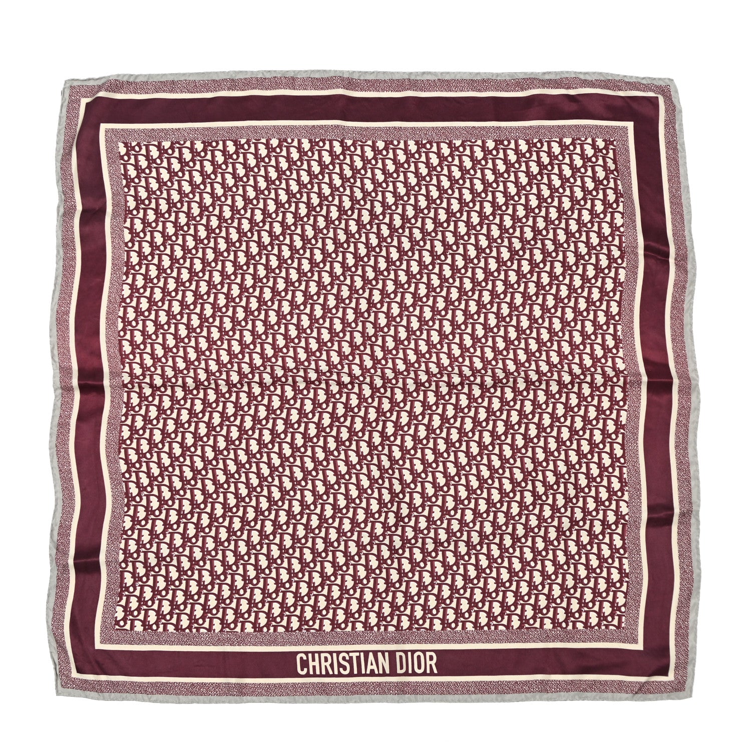 Christian Dior Silk Oblique Diortwin Square Scarf 90 Burgundy Navy Blue 1 of 9