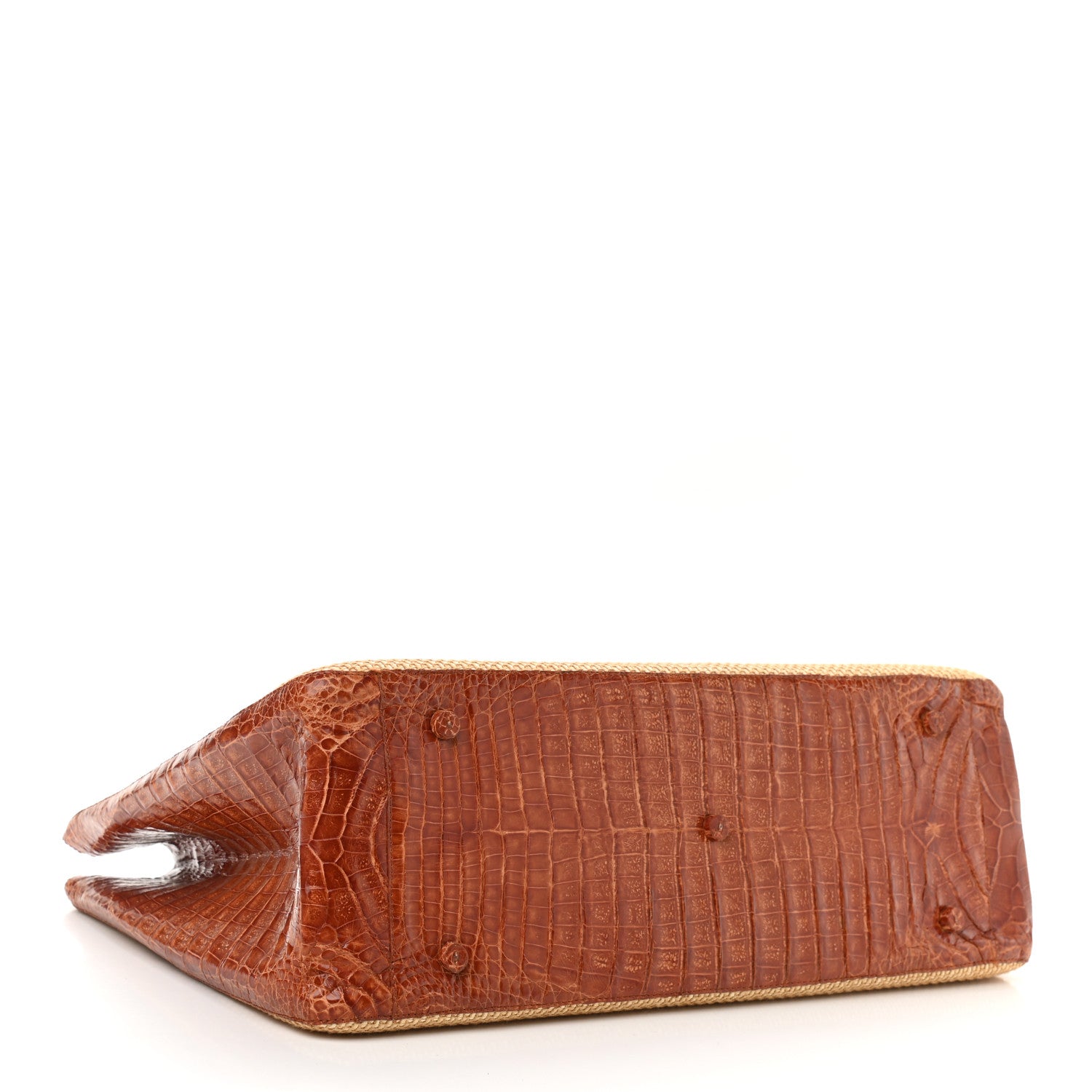 Nancy Gonzalez Linen Crocodile Tote Brown 4 of 13