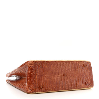 Nancy Gonzalez Linen Crocodile Tote Brown 4 of 13