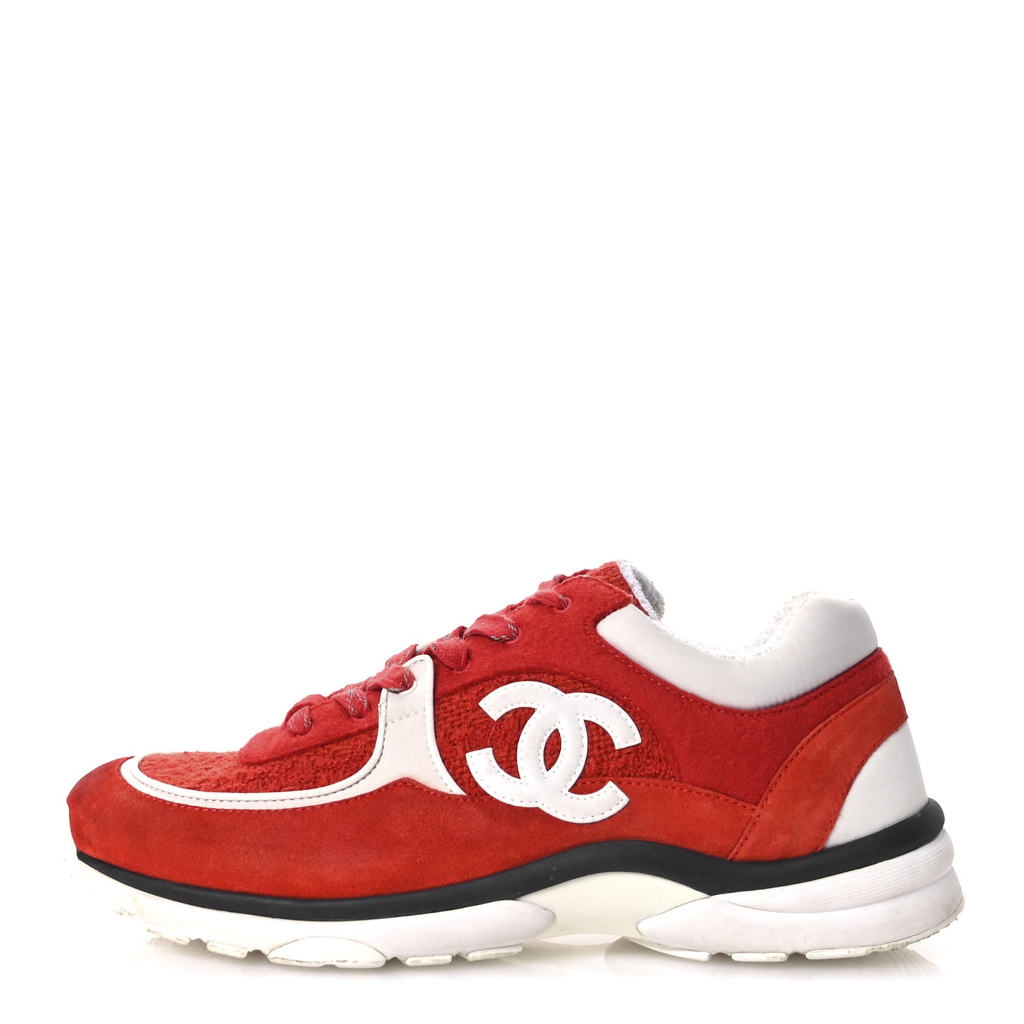 Tweed Suede Felt CC Sneakers 45 Red
