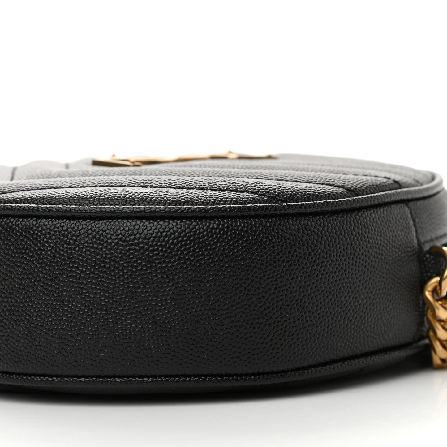 Grain De Poudre Matelasse Chevron Quilted Round Vinyle Camera Bag Black