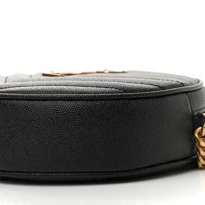 Saint Laurent Grain De Poudre Matelasse Chevron Quilted Round Vinyle Camera Bag Black 10 of 10