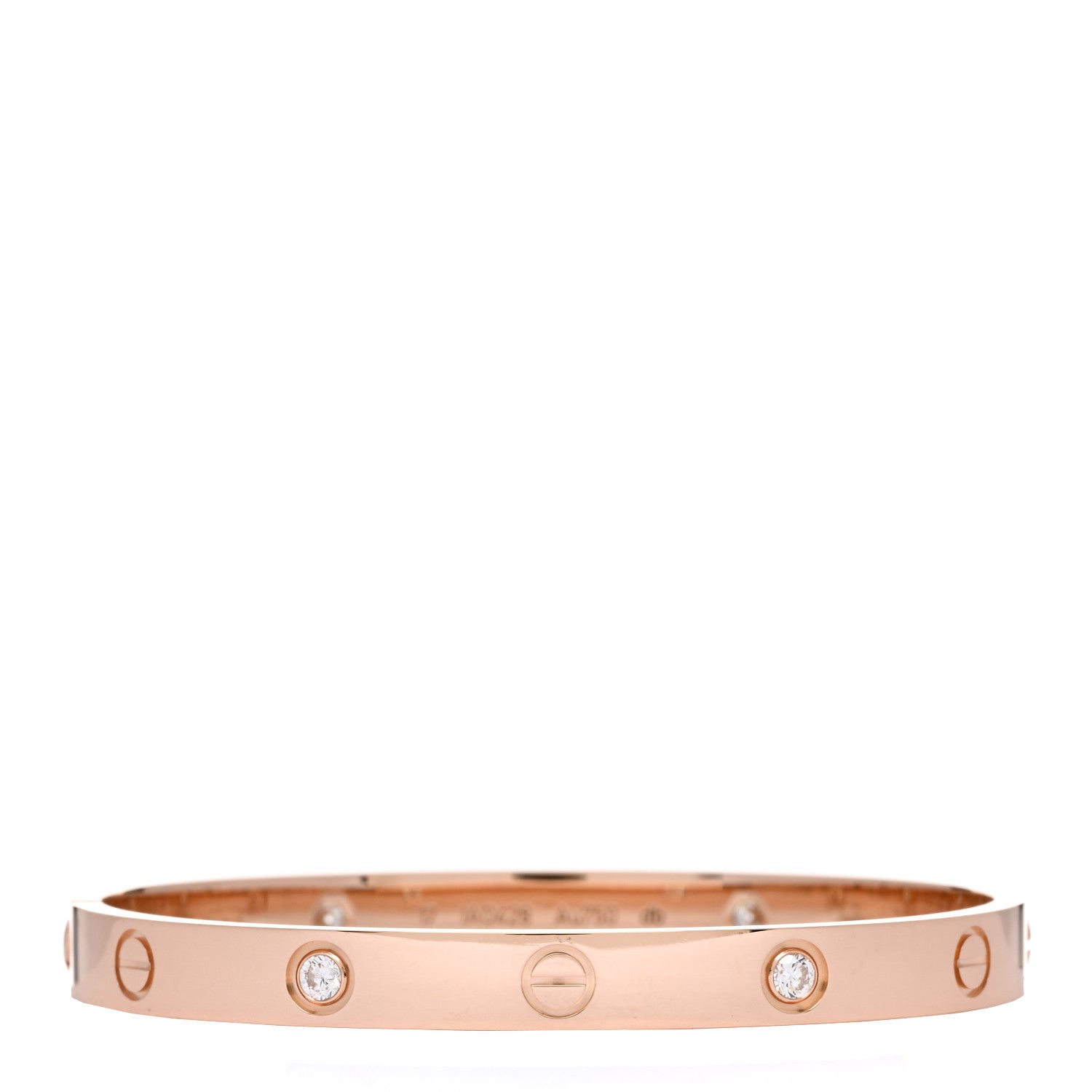 Cartier 18K Pink Gold 4 Diamond LOVE Bracelet 17 1 of 5