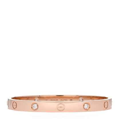 Cartier 18K Pink Gold 4 Diamond LOVE Bracelet 17 1 of 5