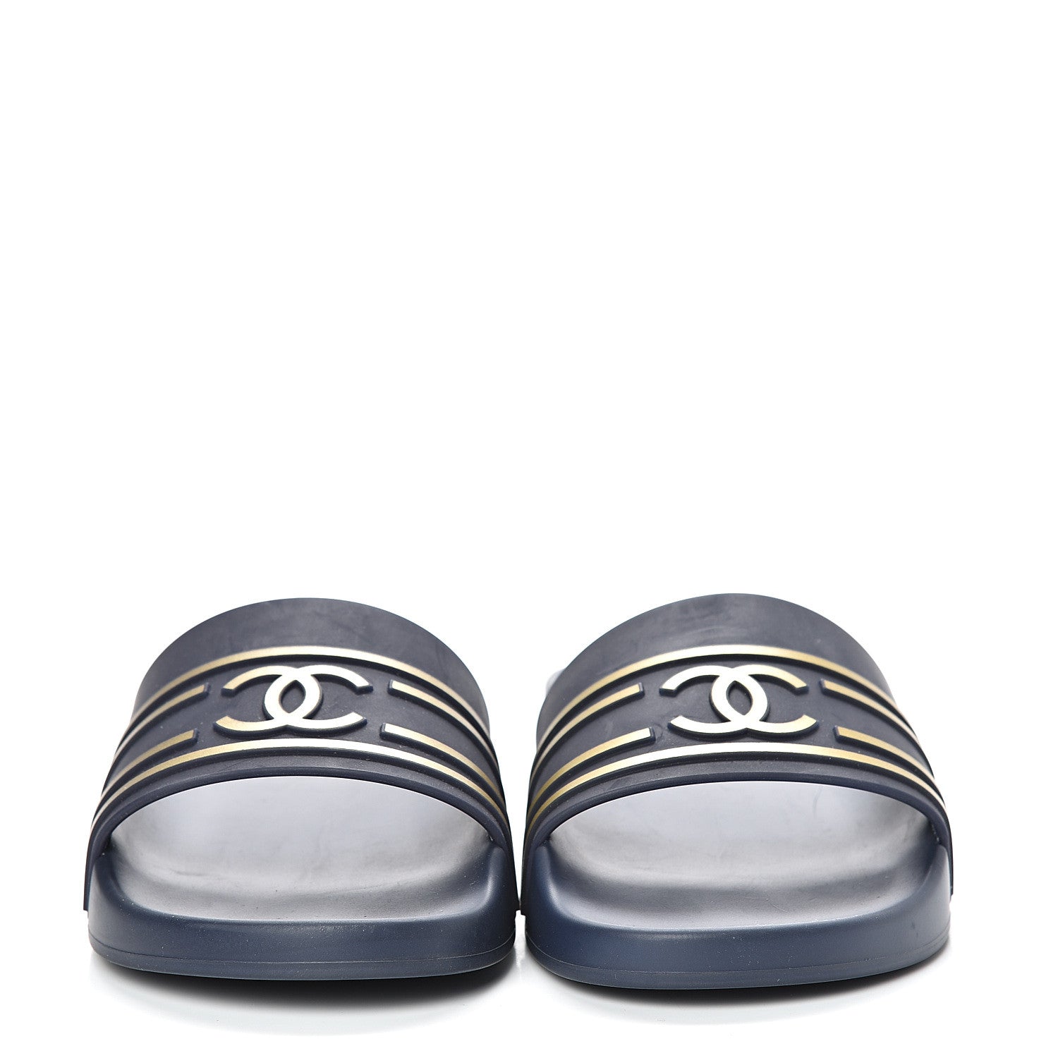Chanel PVC CC Mules Sandals 39 Navy Gold 2 of 10