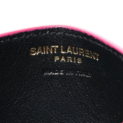 Saint Laurent Grain De Poudre Matelasse Chevron Monogram Credit Card Case Fresh Fuxia 6 of 10
