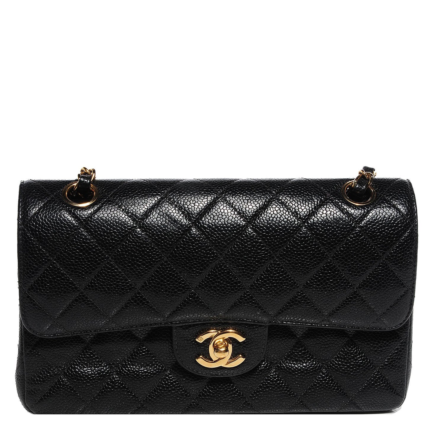 Caviar Quilted Small Double Flap Black