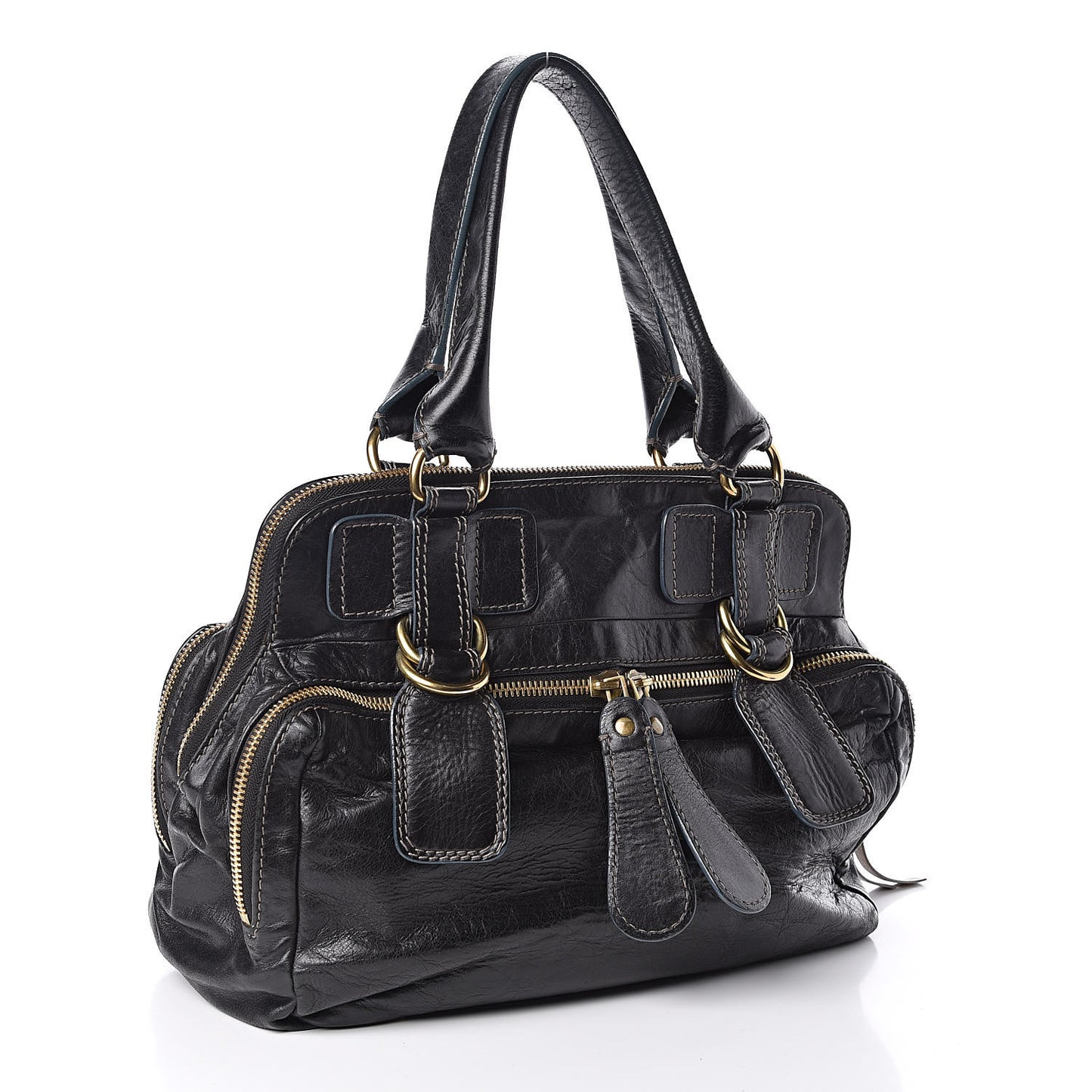 Calfskin Quilted Large Bay Tote Black