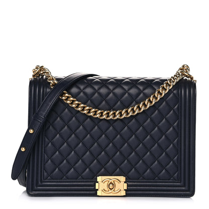 Chanel Lambskin Quilted Large Boy Flap Navy 1 of 10