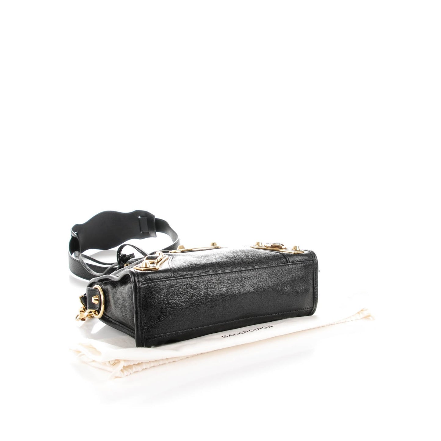 Chevre Gold Metallic Edge Hardware Mini City Black