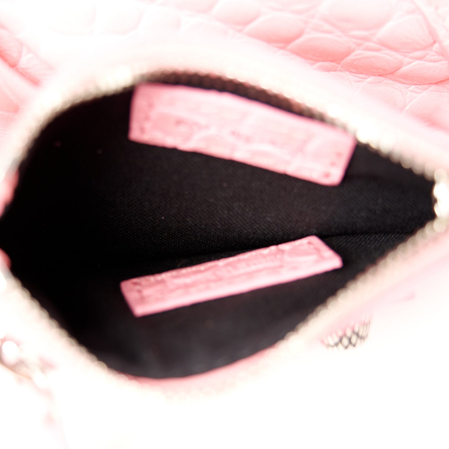 Extra Supple Calfskin Crocodile Embossed Small Le Cagole Shoulder Bag Sweet Pink