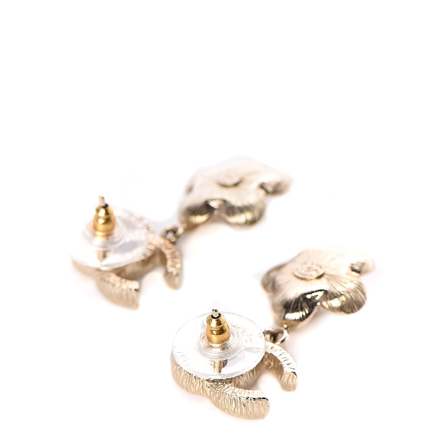 Pearl Camellia CC Drop Earrings Gold