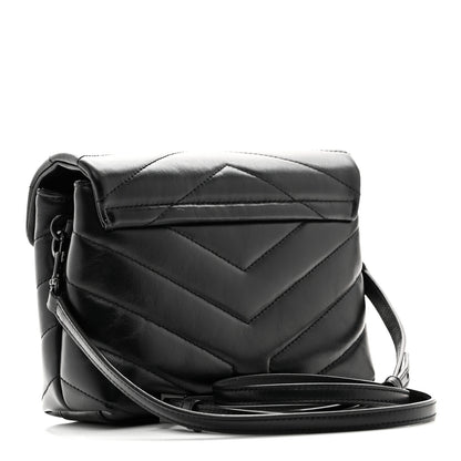 Saint Laurent Calfskin Y Quilted Monogram Monochrome Toy Loulou Crossbody Bag Black 3 of 12