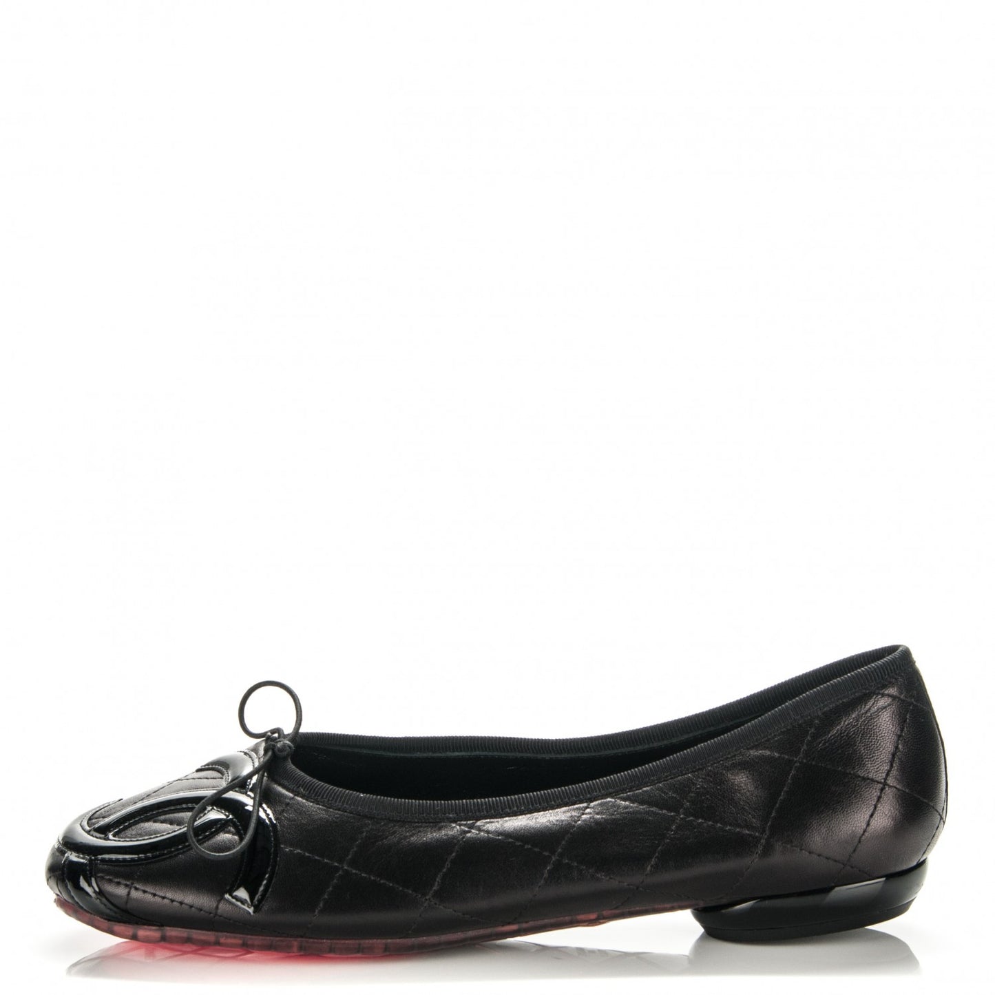Lambskin Quilted Cambon Ballerina Flats 39 Black