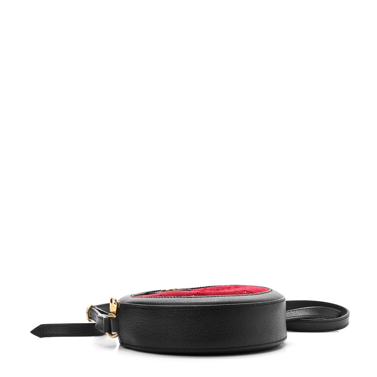 Velvet GG Monogram Textured Calfskin Round Shoulder Bag Red Cipria Black