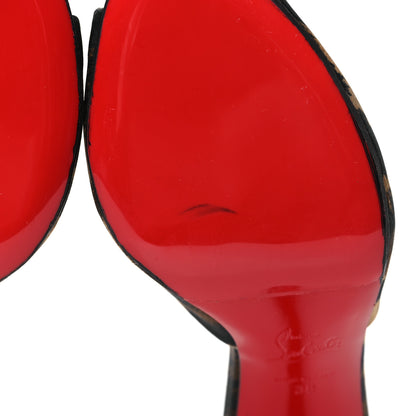 Christian Louboutin Satin Leopard Print Me Dolly 85 Sandals 38 Black 7 of 10