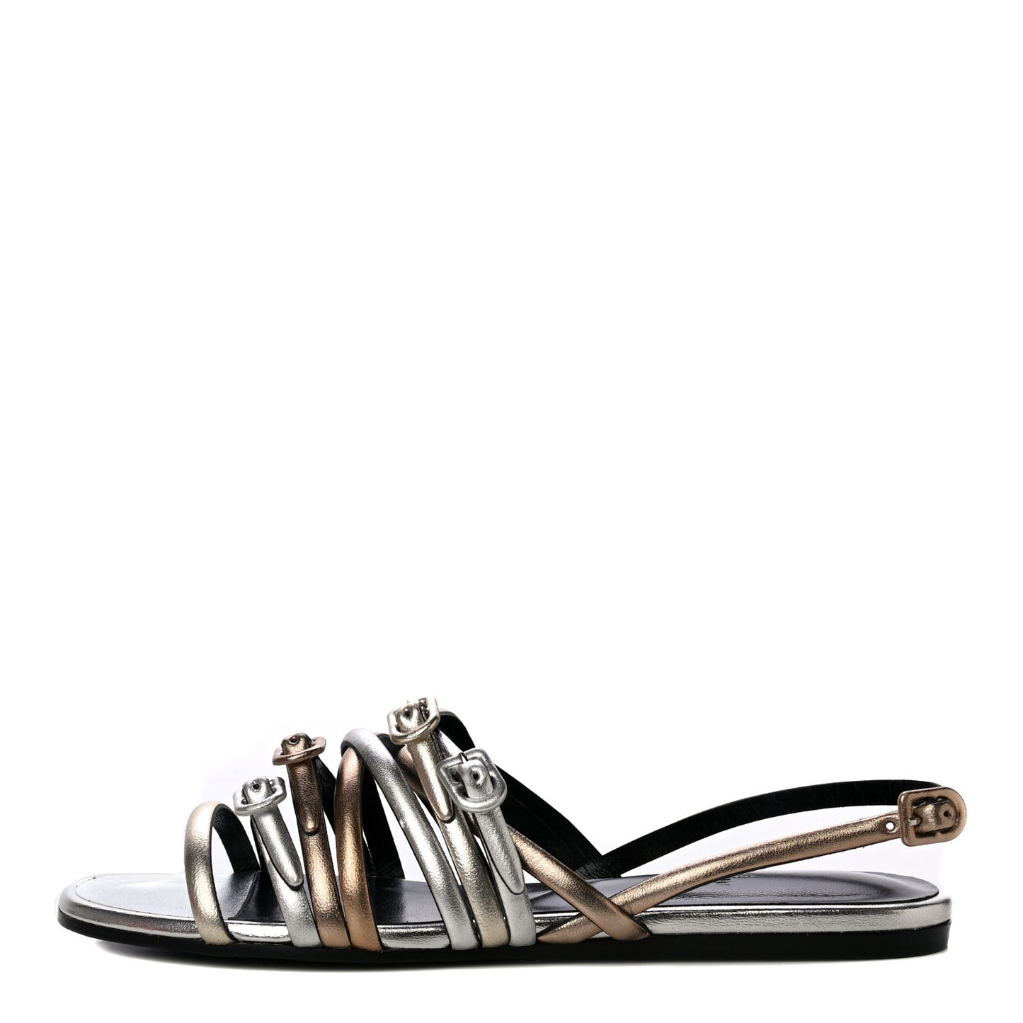 Metallic Nappa Buckles Sandals 36 Argent
