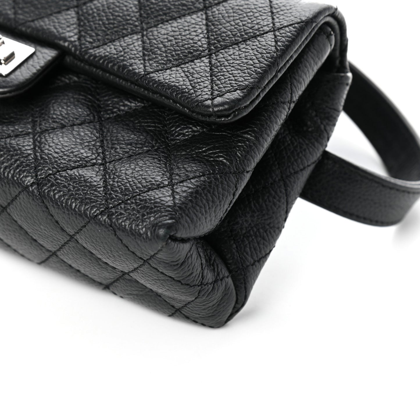 Grained Calfskin Quilted 2.55 Reissue Flap Belt Bag Clutch Black