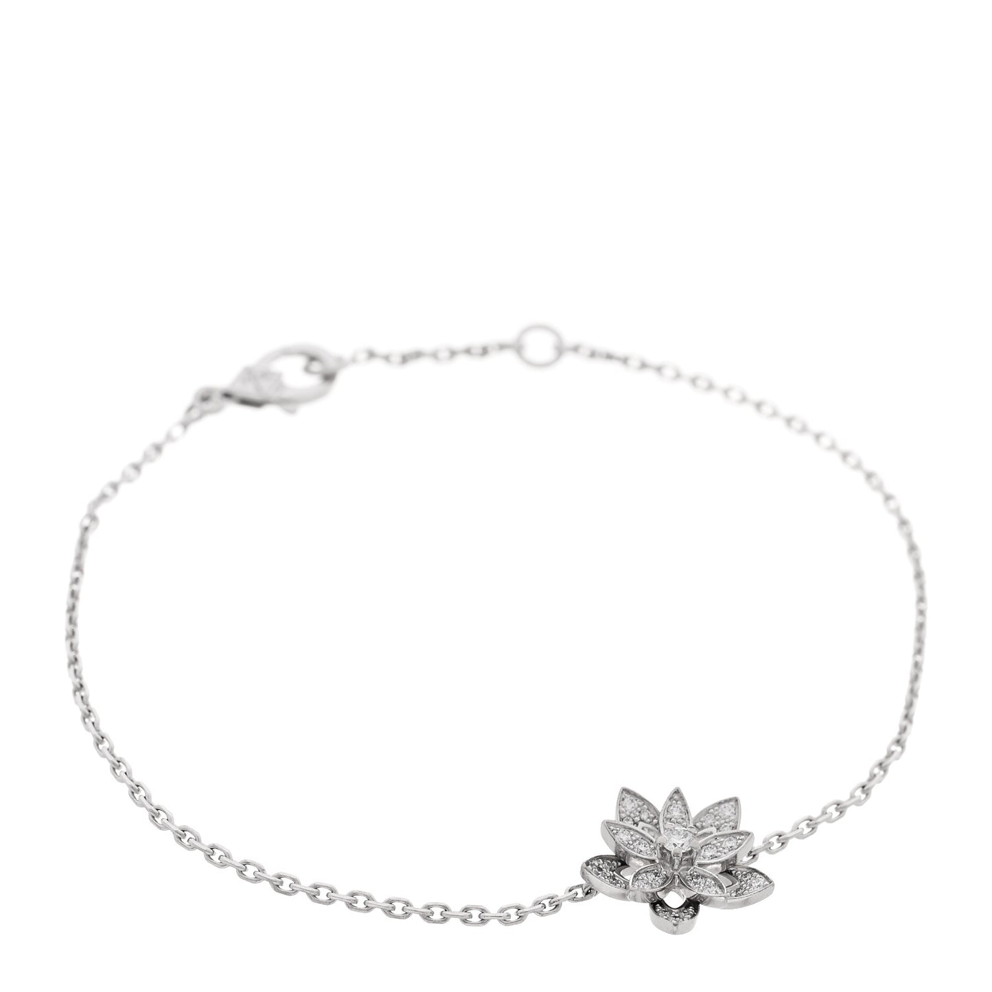 18K White Gold Diamond Mini Lotus Openwork Bracelet