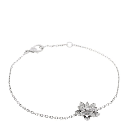 Van Cleef & Arpels 18K White Gold Diamond Mini Lotus Openwork Bracelet 1 of 5