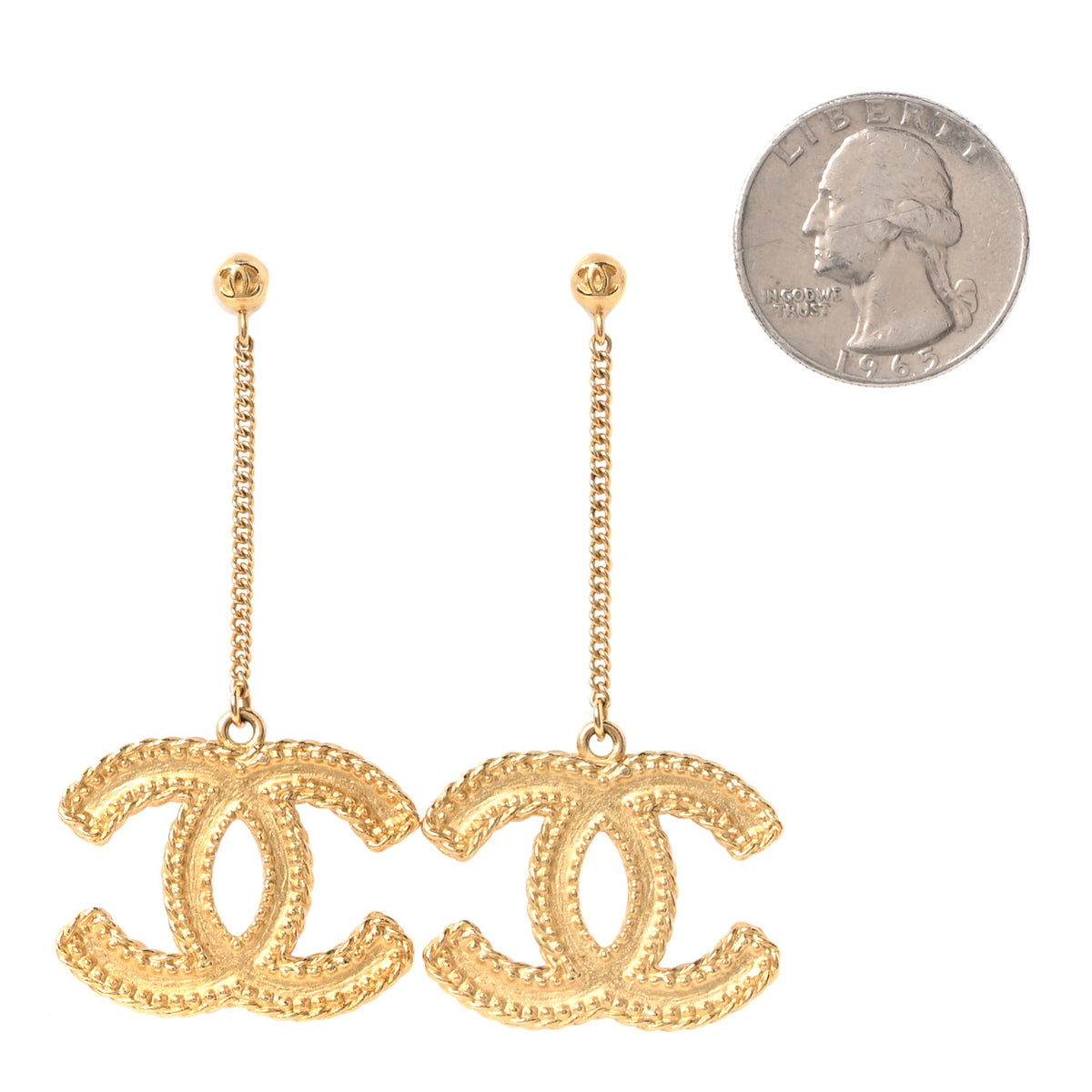 CC Drop Earrings Matte Gold