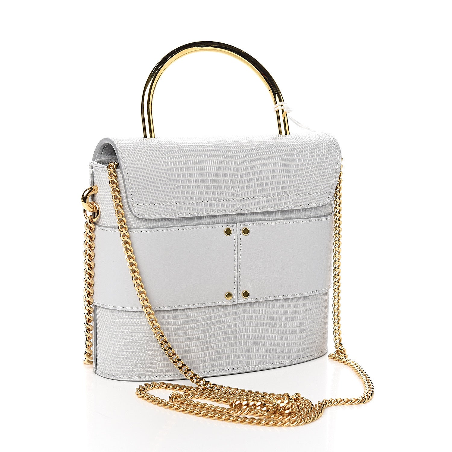 Chloe Calfskin Lizard Embossed Small Aby Lock Light Cloud 2 of 9