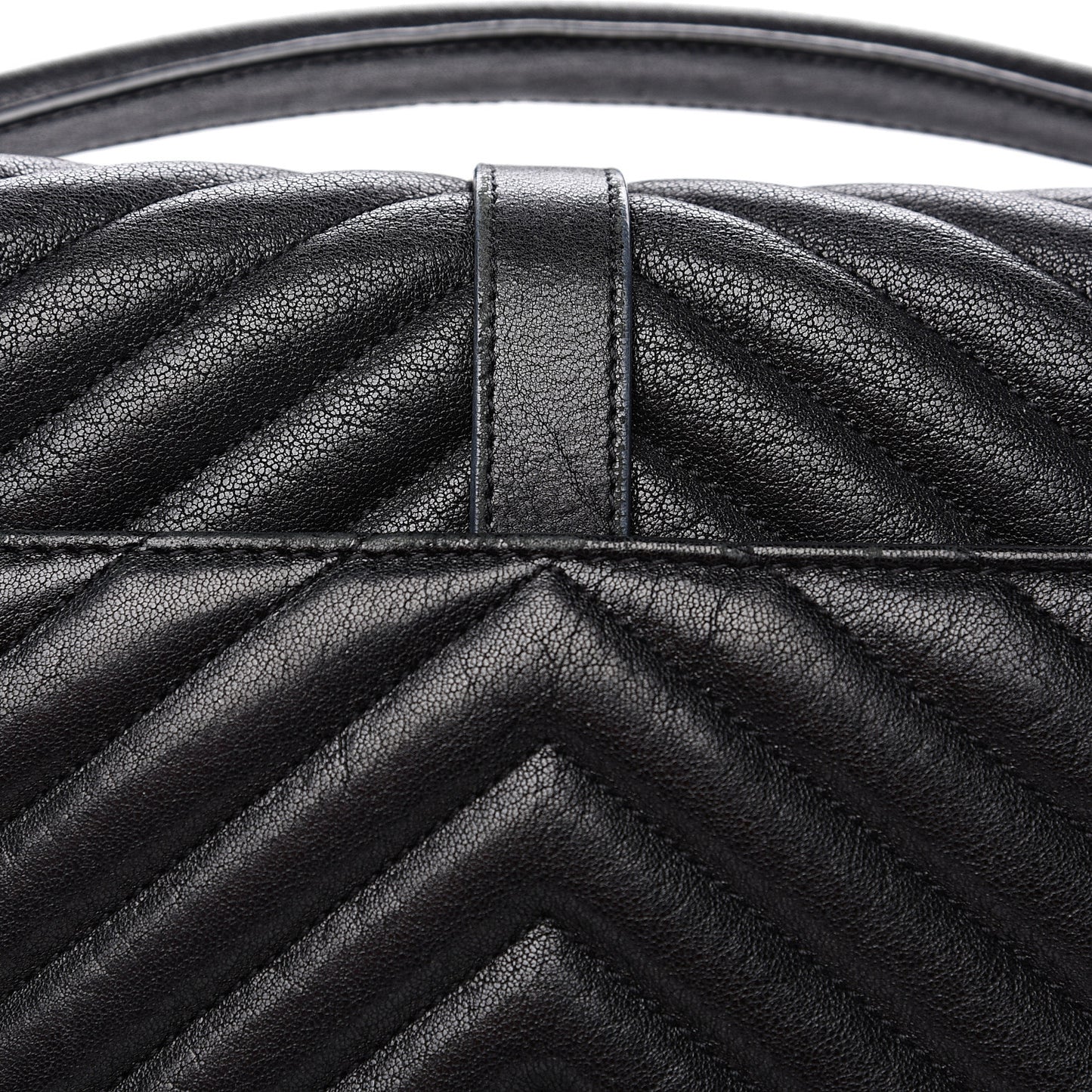 Sheepskin Matelasse Chevron Monogram Large College Satchel Black