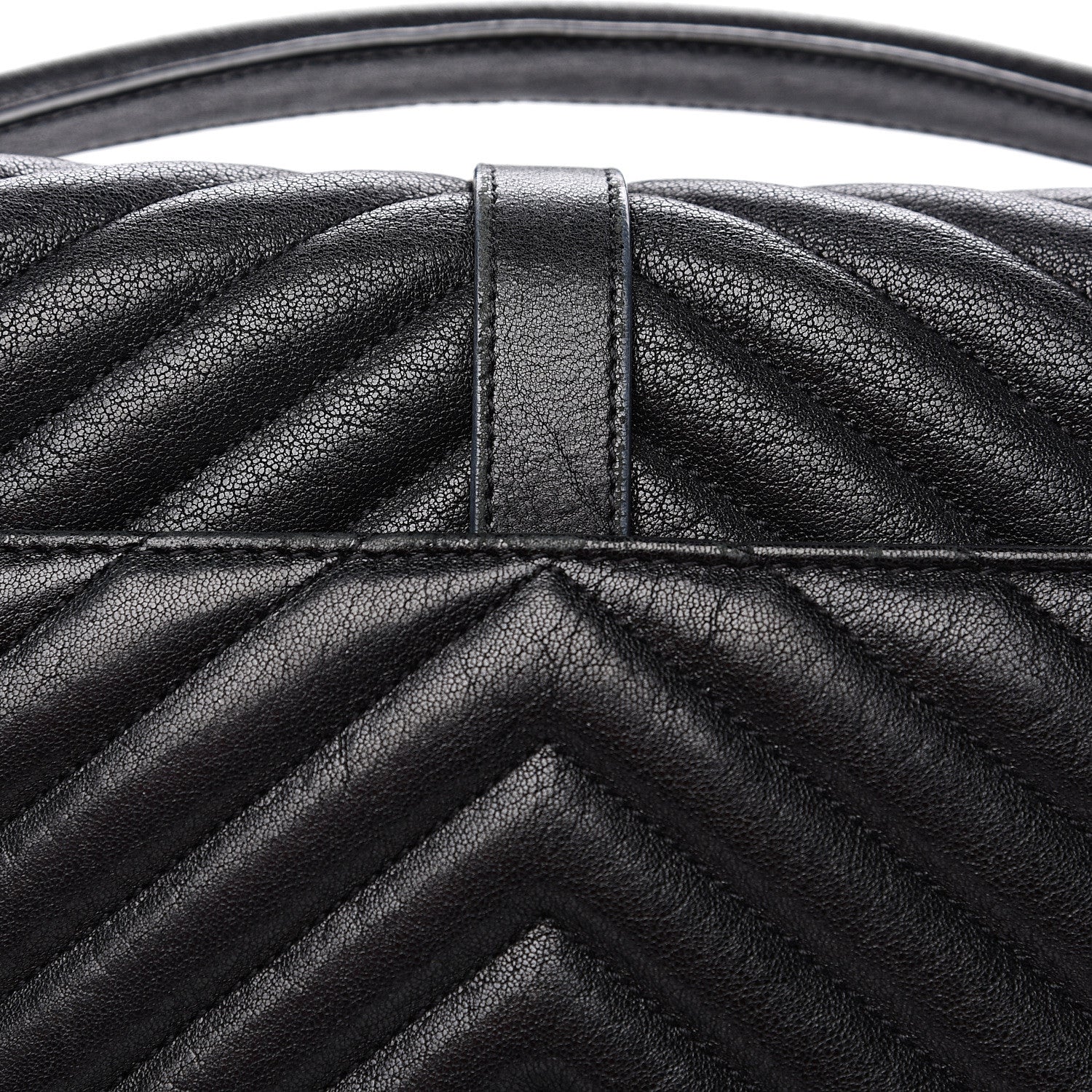 Saint Laurent Sheepskin Matelasse Chevron Monogram Large College Satchel Black 10 of 14