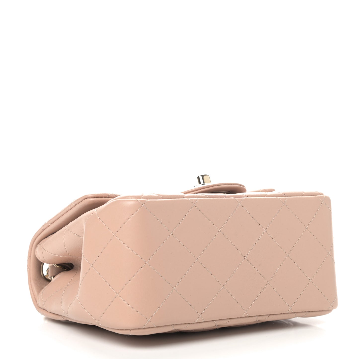 Lambskin Quilted Mini Square Flap Beige