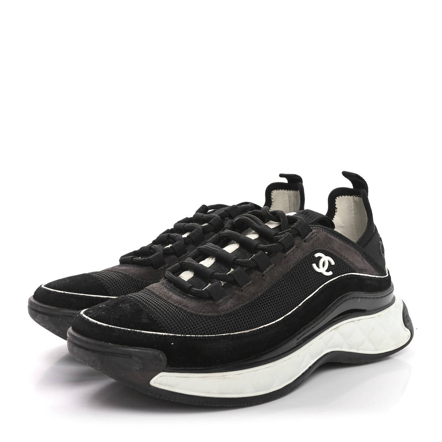 Velvet Calfskin CC Sneakers 39 Black