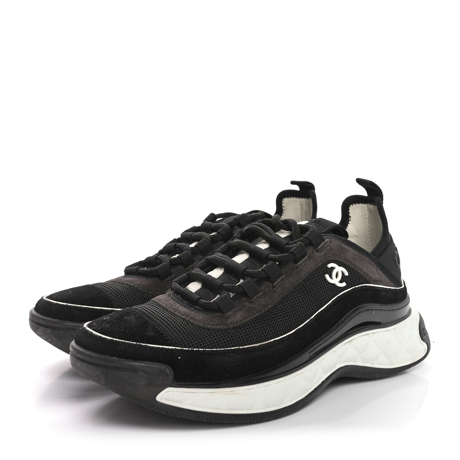 Chanel Velvet Calfskin CC Sneakers 39 Black 4 of 8