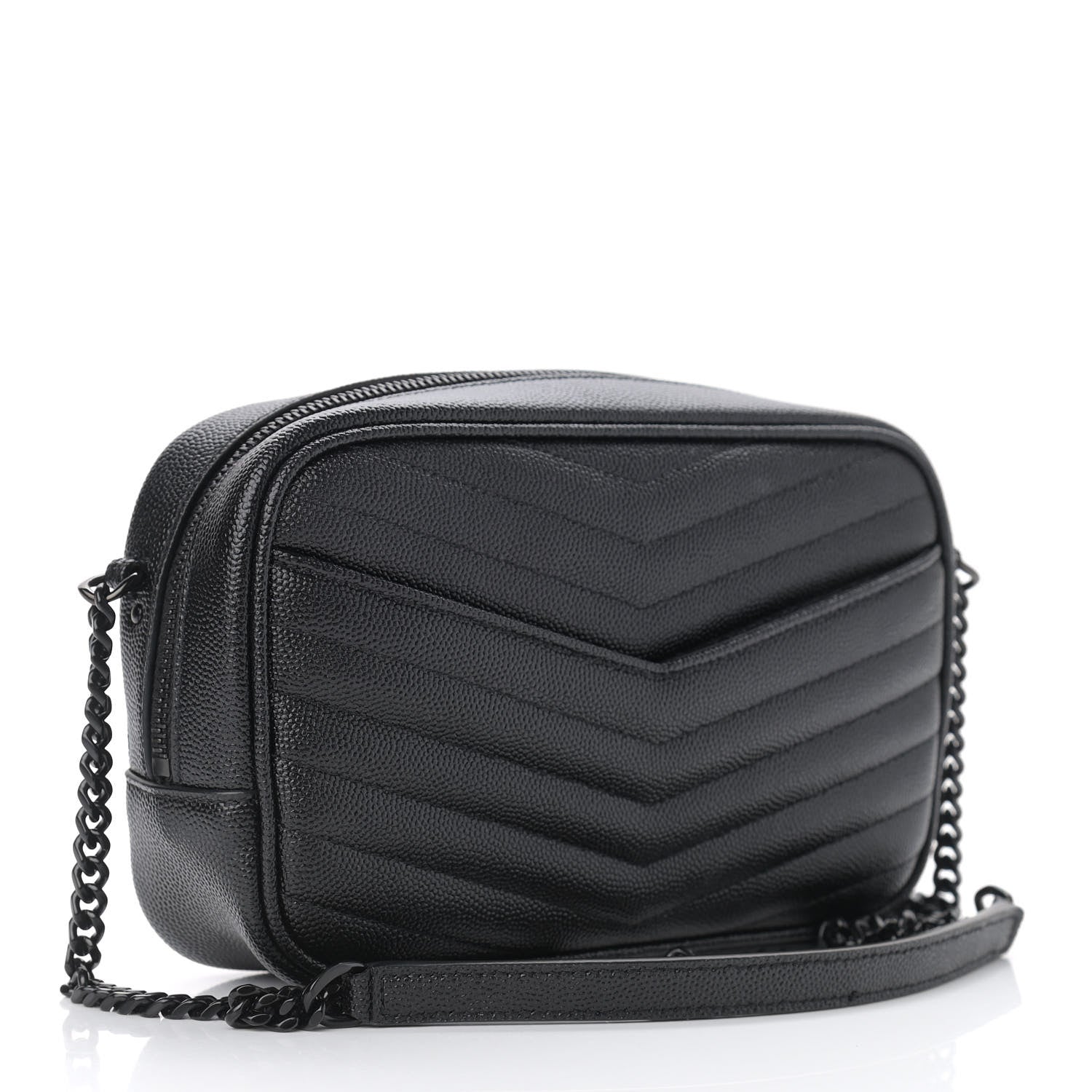 Saint Laurent Grain De Poudre Matelasse Monogram Mini Lou Camera Bag Black 2 of 9
