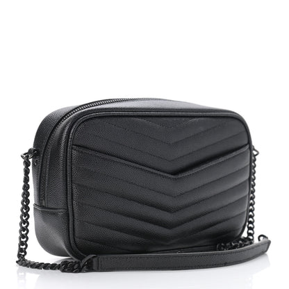Saint Laurent Grain De Poudre Matelasse Monogram Mini Lou Camera Bag Black 2 of 9