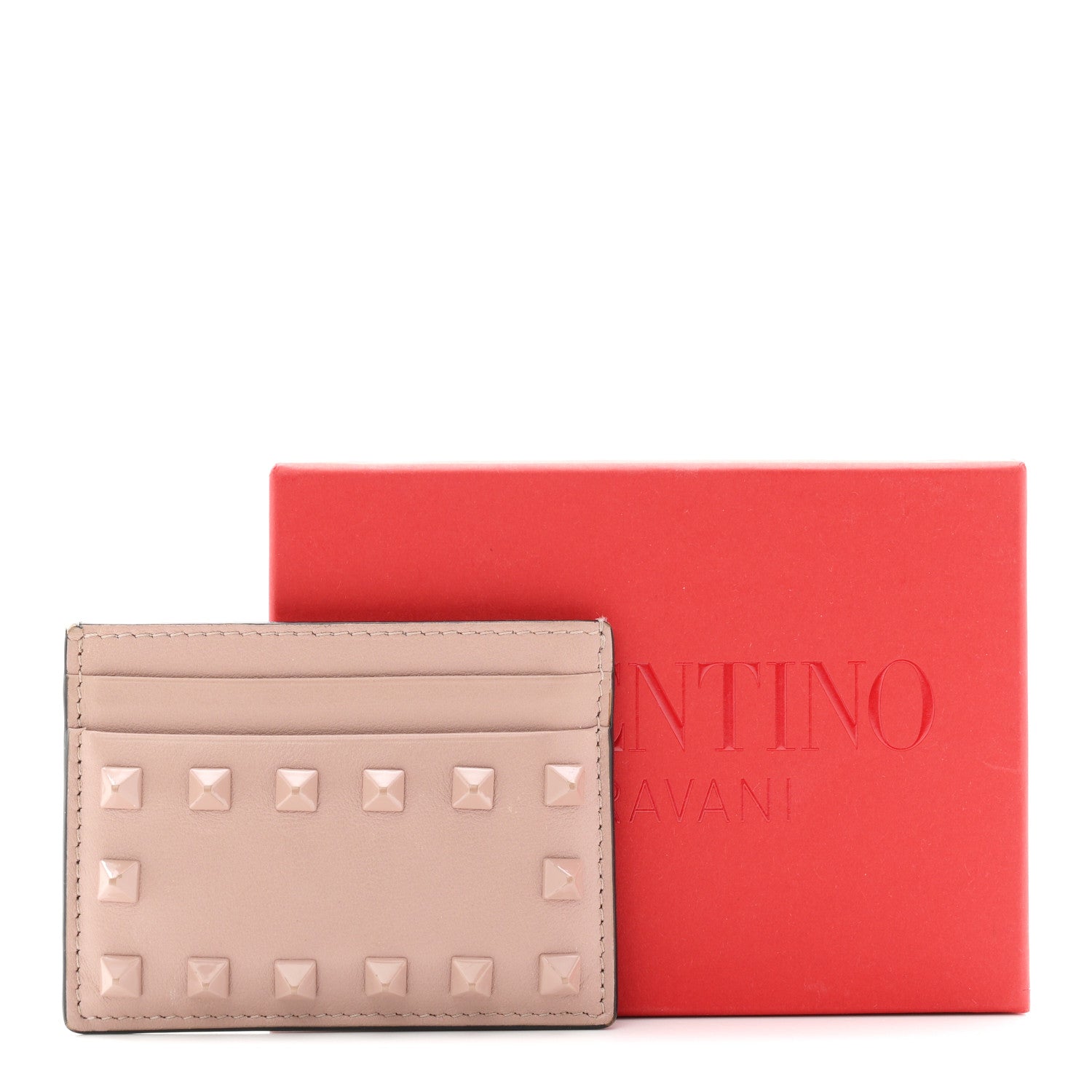 Valentino Garavani Vitello Rockstud Card Holder Poudre 8 of 8