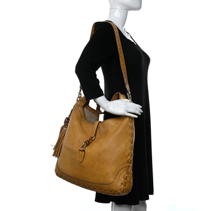 Gucci Pebbled Calfskin Large New Jackie Shoulder Bag Brown 3 of 17