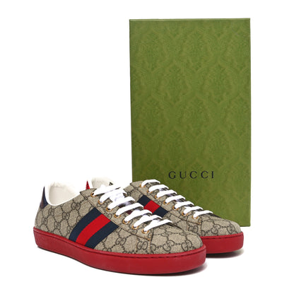 Gucci GG Supreme Monogram Ayers Web Mens New Ace Sneakers 9.5 Beige Ebony Red 11 of 11
